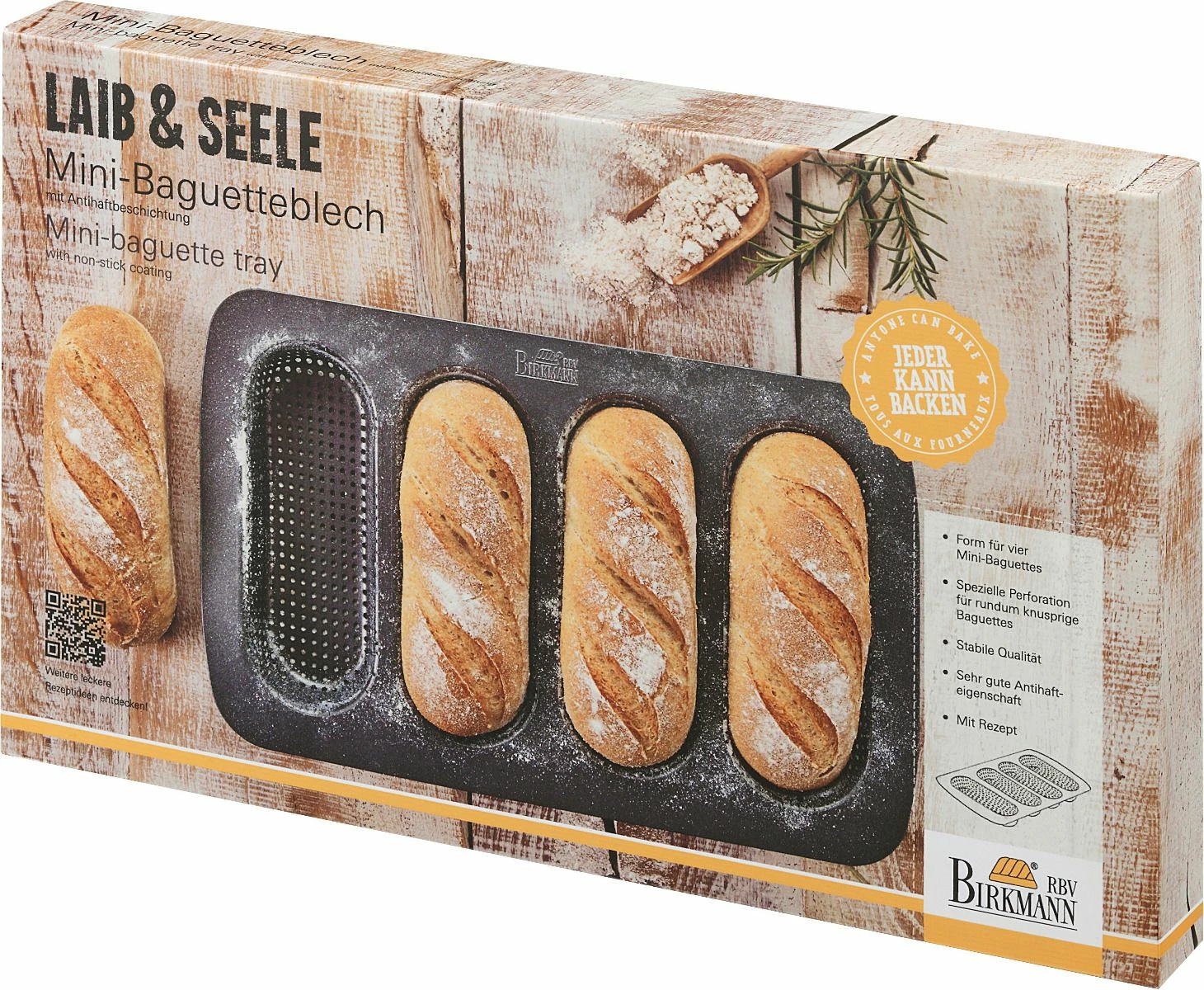 Brotbackzubehör RBV Birkmann Laib & Seele Mini-Baguetteblech Für 4 Stück 6 Brotbackzubehör RBV Birkmann Laib & Seele Mini-Baguetteblech Für 4 Stück – Bild 6
