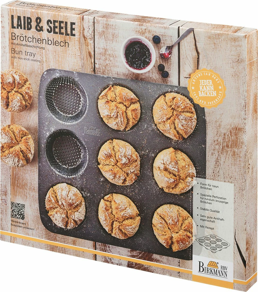 Brotbackzubehör RBV Birkmann Laib & Seele Brötchenblech Für 9 Stück 2 Brotbackzubehör RBV Birkmann Laib & Seele Brötchenblech Für 9 Stück – Bild 2