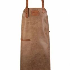 Grillen Crafted Leather Rustic Leather Schürze Grau - Hellbraun