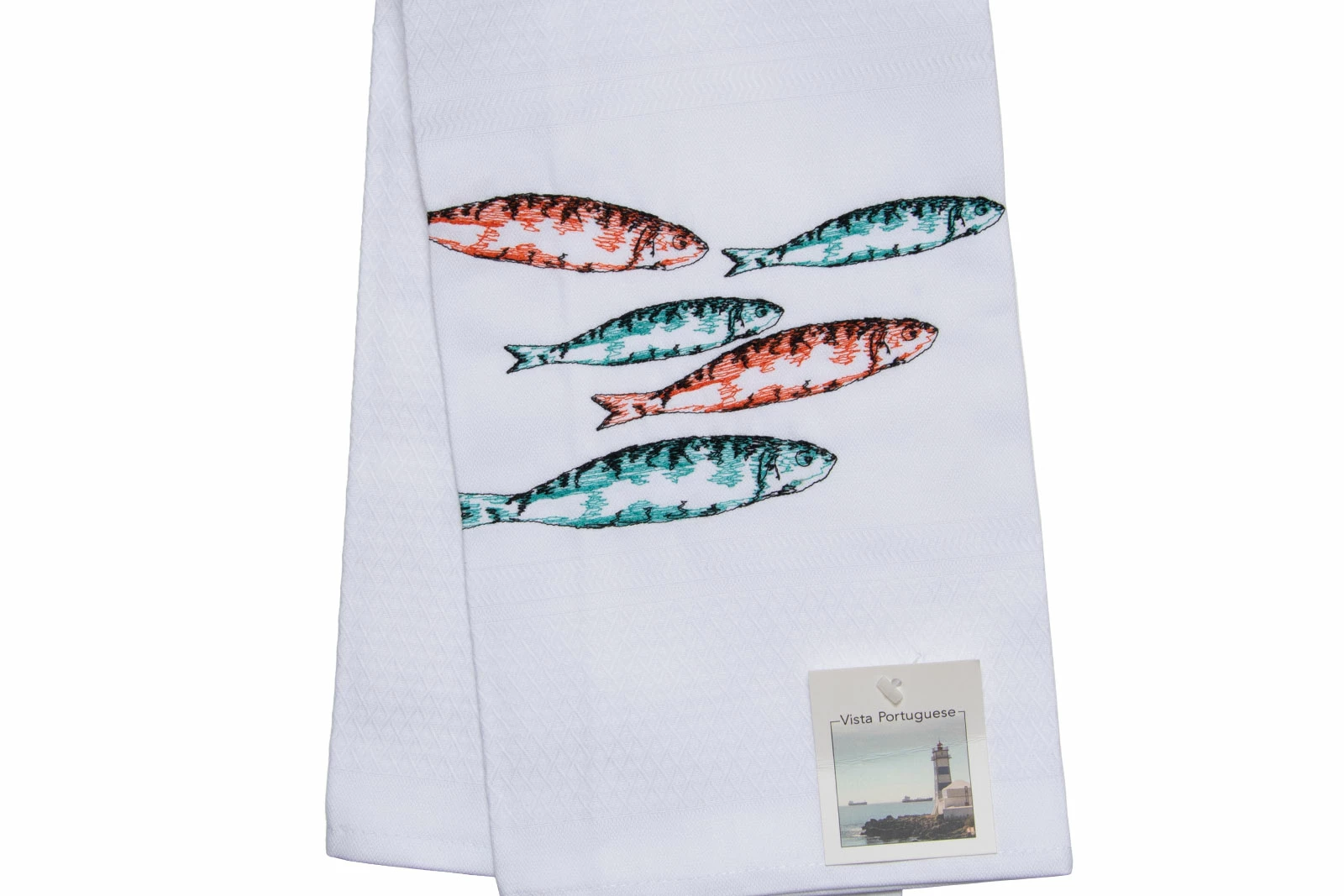 Küchentextilien Vista Portuguese Geschirrtuch Fische Orange/ Petrol 50x70cm 1 Küchentextilien Vista Portuguese Geschirrtuch Fische Orange/ Petrol 50x70cm