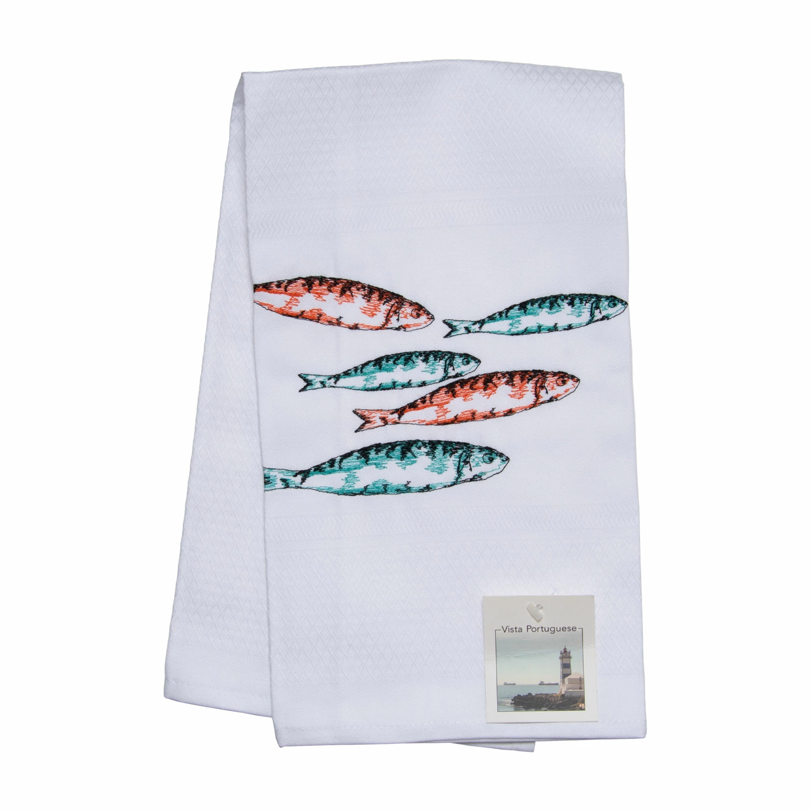Küchentextilien Vista Portuguese Geschirrtuch Fische Orange/ Petrol 50x70cm 2 Küchentextilien Vista Portuguese Geschirrtuch Fische Orange/ Petrol 50x70cm – Bild 2